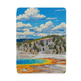 front view of personalized iPad case with pencil holder and US Famous Attractions design