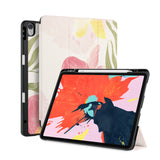 front back and stand view of personalized iPad case with pencil holder and Abstract design - swap