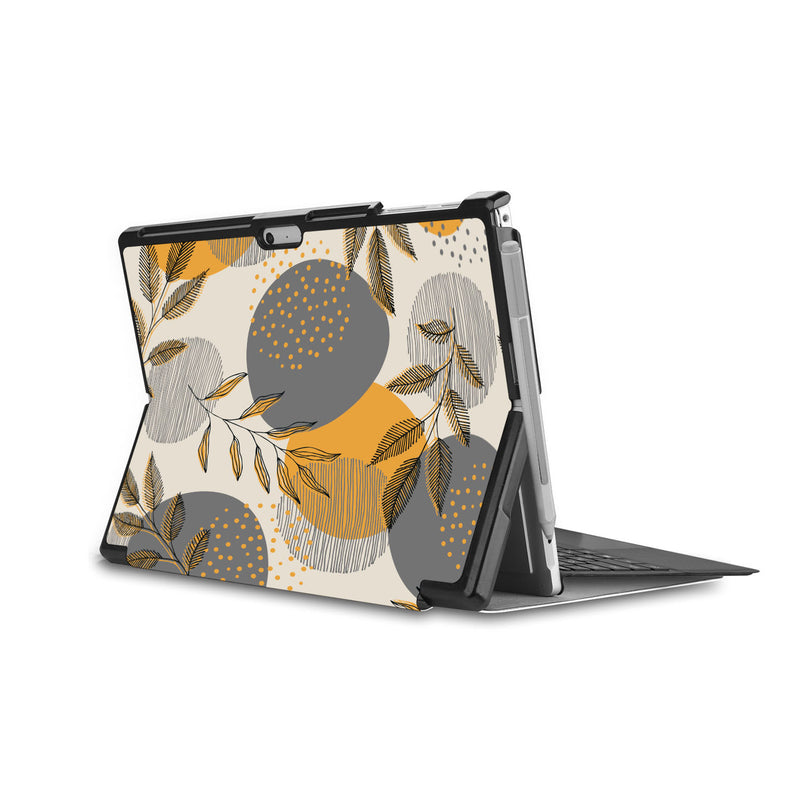 the back side of Personalized Microsoft Surface Pro and Go Case in Movie Stand View with Leaves design - swap