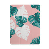 front and back view of personalized iPad case with pencil holder and Pink Flower 2 design